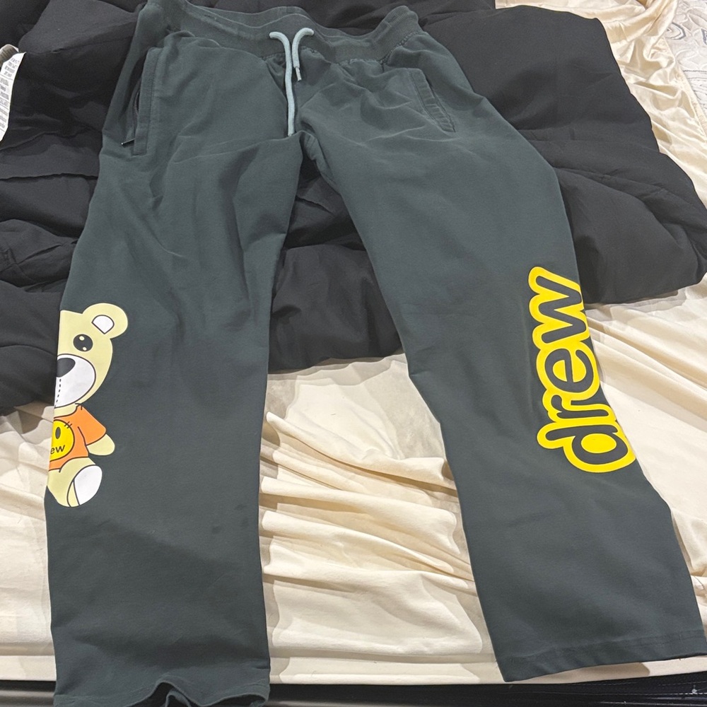drew house Black Sweatpants with Yellow Logo